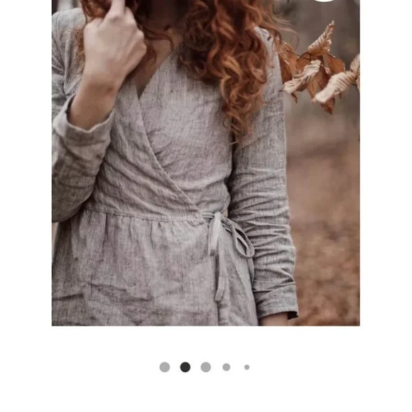 Simply Grey linen wrap dress - small Midi Dress - Picture 7 of 8